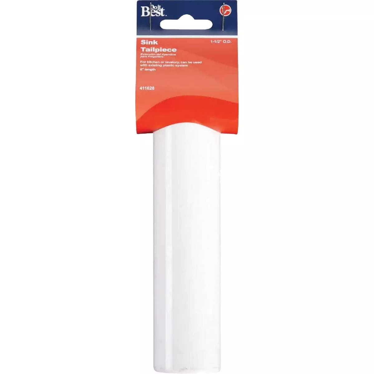 1-1/2 In. X 6 In. White Plastic Sink Tailpiece - Durable Polypropylene